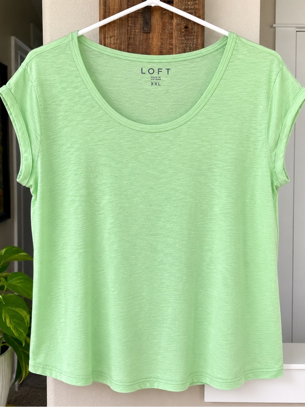 LOFT Women's Light Green Scoop Neck Tee 0006